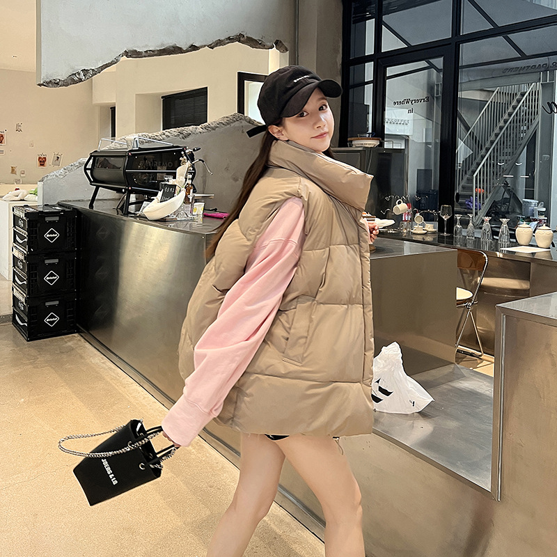 韓系素色羽絨背心