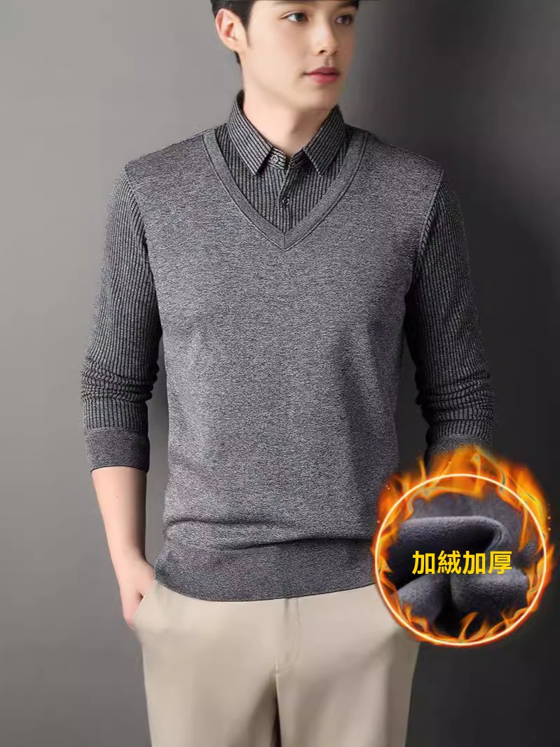 男士立領加絨上衣