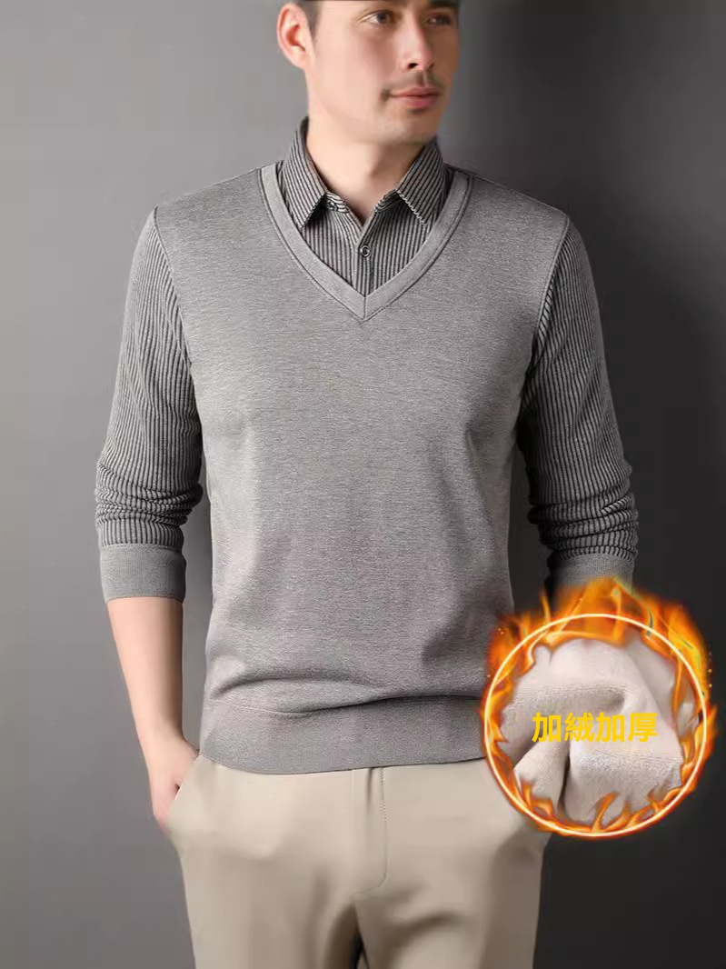 男士立領加絨上衣